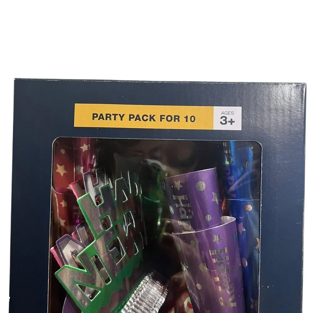New Year Cheer Party Pack For 10 30 Count NYE Leis Hats Tiaras Horns Favors